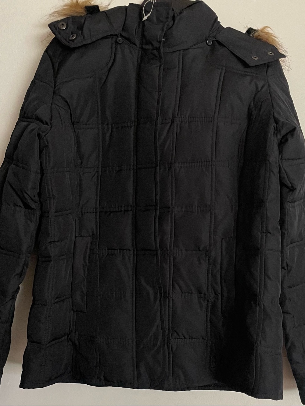 little girl Black Quilted Winter Jacket with Hood